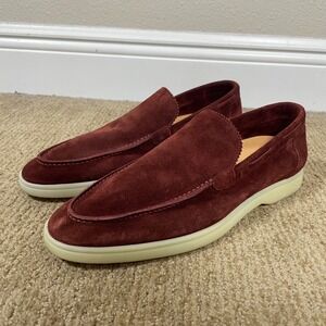 Aurelien Yacht Loafers Mens EU 42 Burgundy Suede Slip On Excellent Luxury Preppy